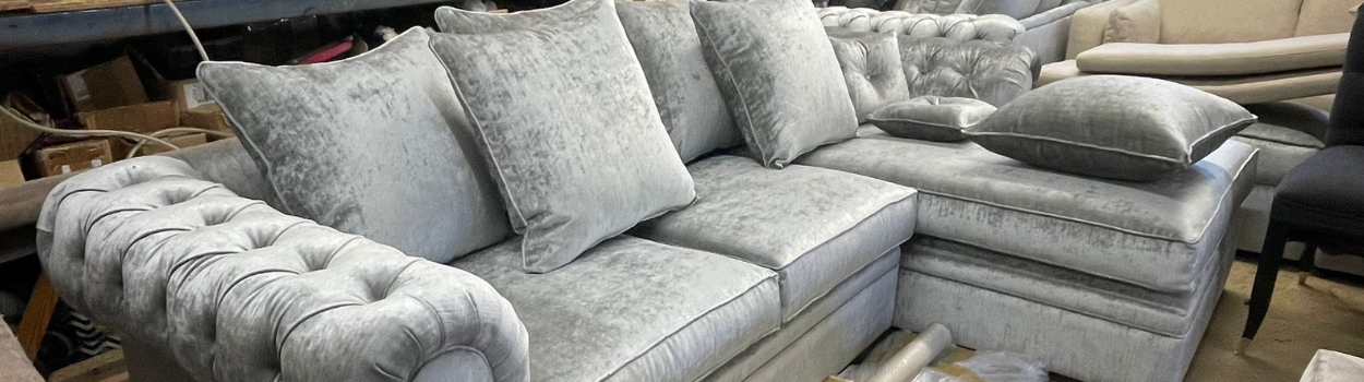 Re-upholstered corner sofa unit